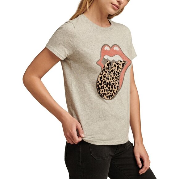 Lucky Brand Rollng Stones Animal Lips Cotton T-Shirt Gray Size XS - Picture 3 of 3